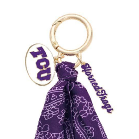 TCU Horned Frogs Logo Bandana Bag Charm Keychain - Picture 2 of 3